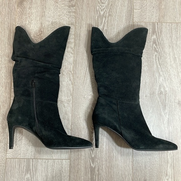 Renatta Made In Spain Heeled Black Suede Leather Pointed Toe Boots 40 (US 9) - Picture 6 of 16